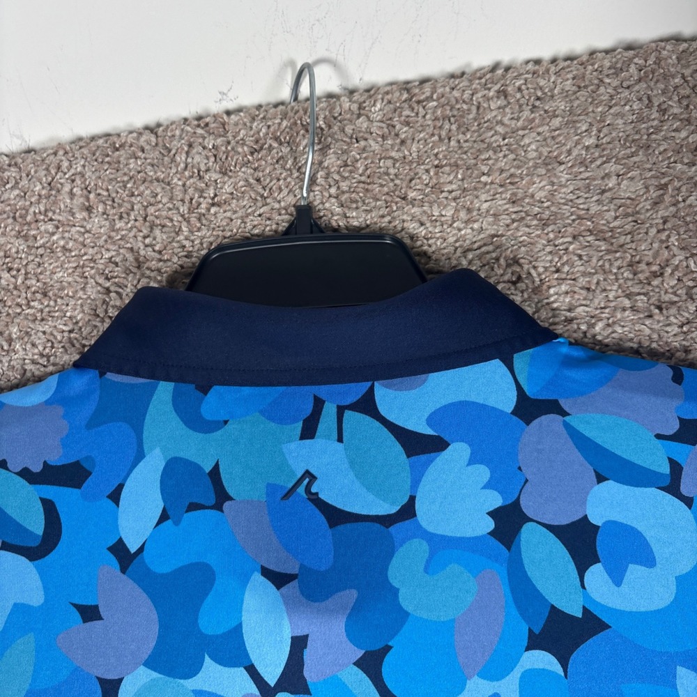 Redvanly Mens XL Blue Abstract Floral Golf Polo Shirt Short Sleeve‎ Stretch - Picture 8 of 9